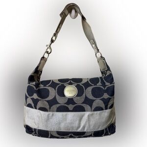 Coach Dark Blue and Light Gray Shoulder Bag# F17434